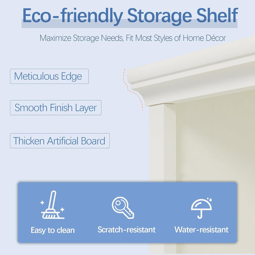 blini 3-Shelf Bookcase White Wooden Bookshelves 33in Wide Floor Standing Display Storage Book Shelves Tall Bookcase for Home Office, Living Room, Bedroom