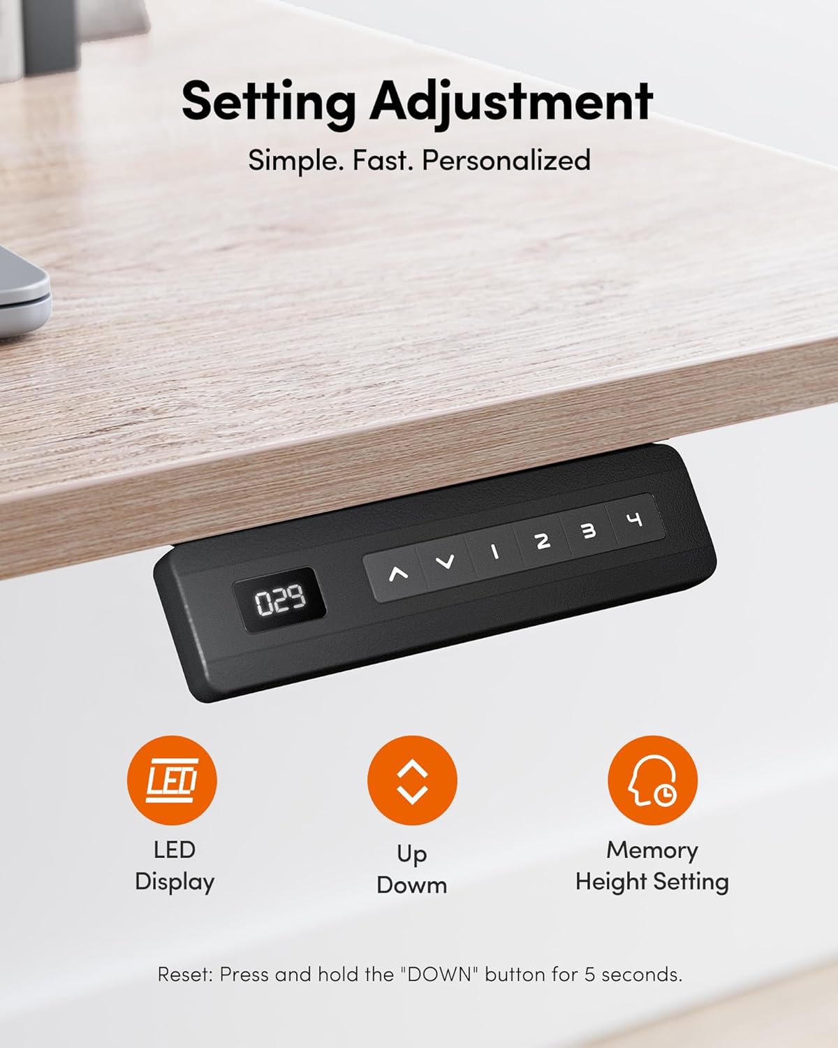 FEZIBO Standing Desk, 48 × 24 Inches Electric Height Adjustable, Sit and Stand Up, Computer Office Desk with Splice Board, White Frame/Maple TOP