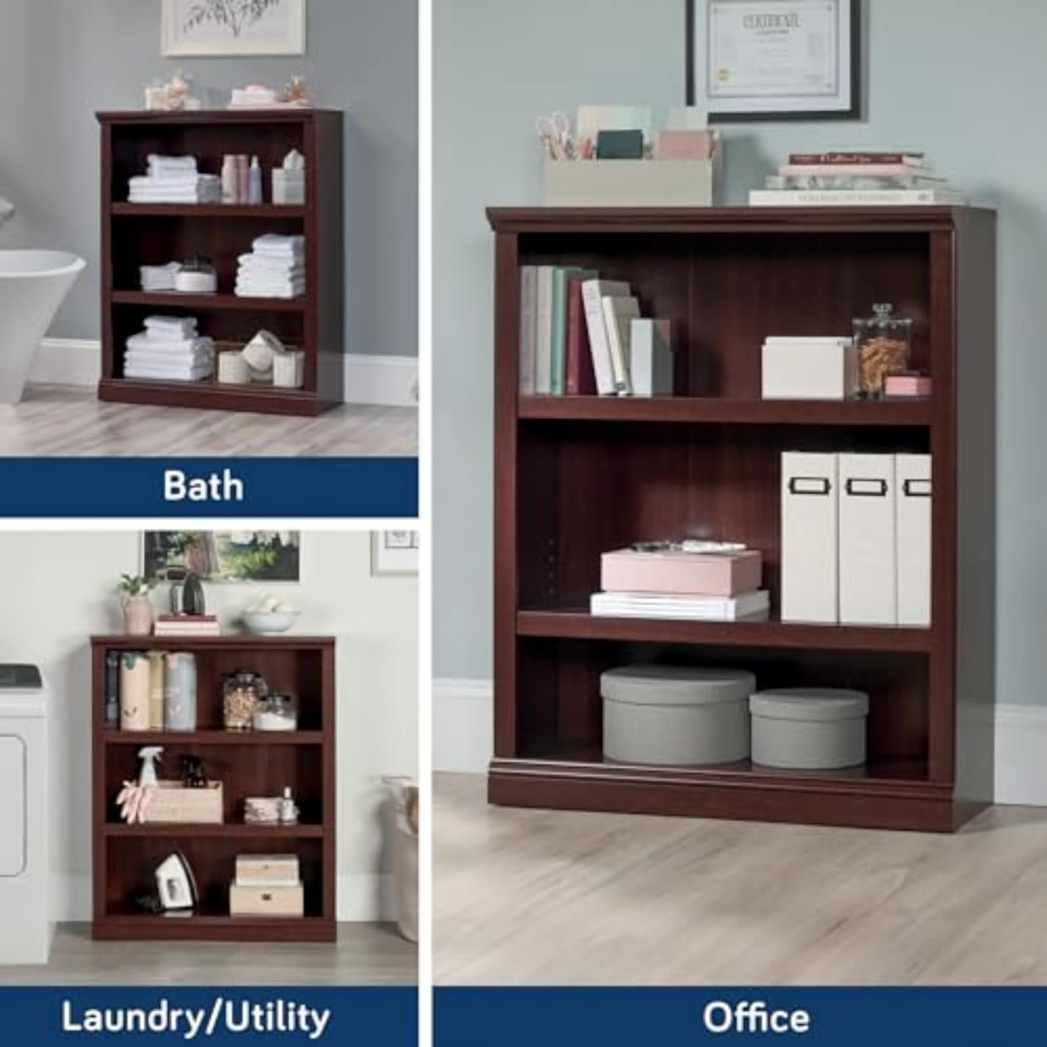 Sauder Miscellaneous Storage 3-Shelf Bookcase/ Book shelf, Select Cherry finish