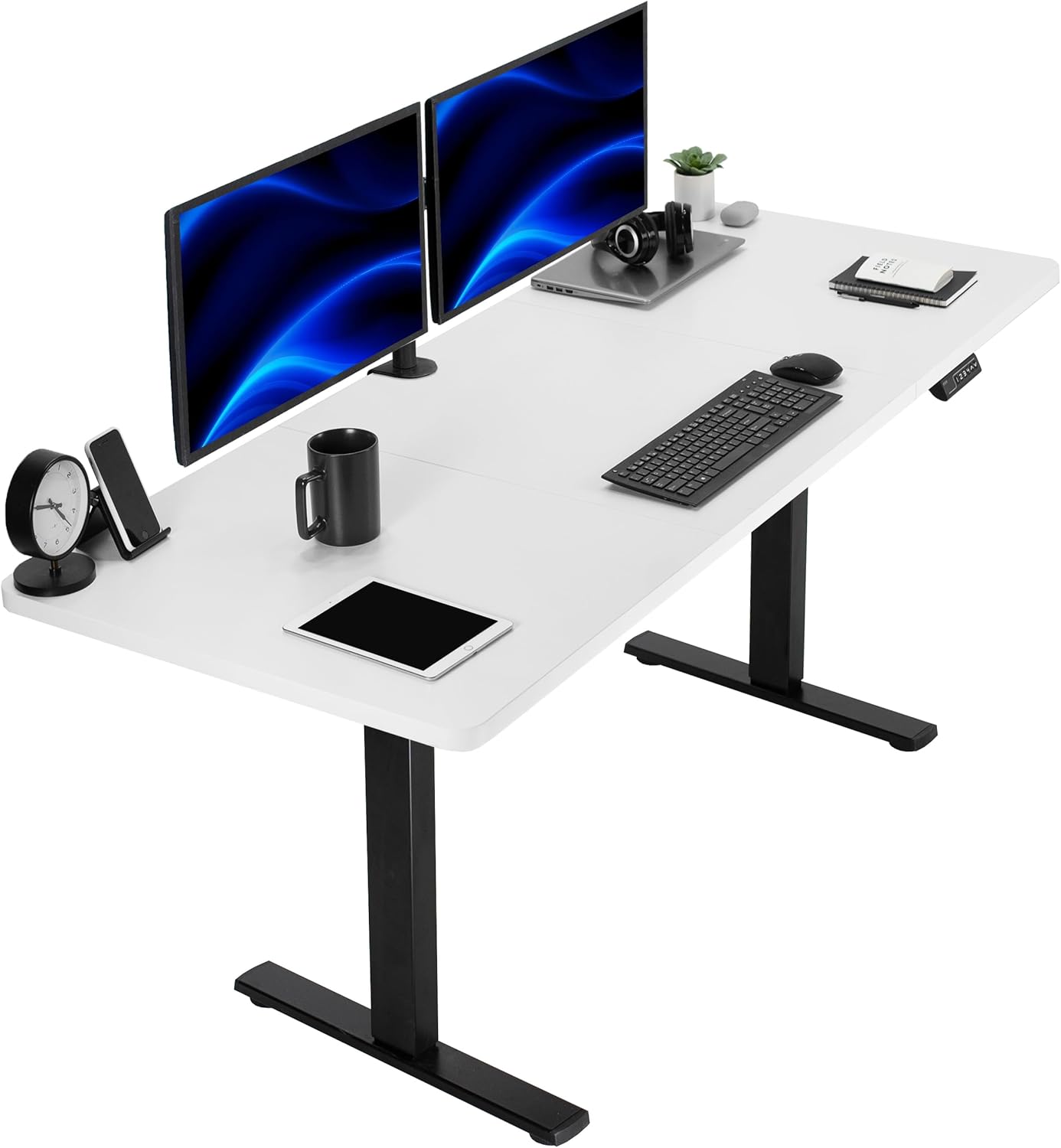 VIVO Electric 60 x 30 in Standing Desk, Memory Height Adjustment, 1B Series, Holds 220 lbs, Black Top Black Frame, DESK-KIT-1B6B-30