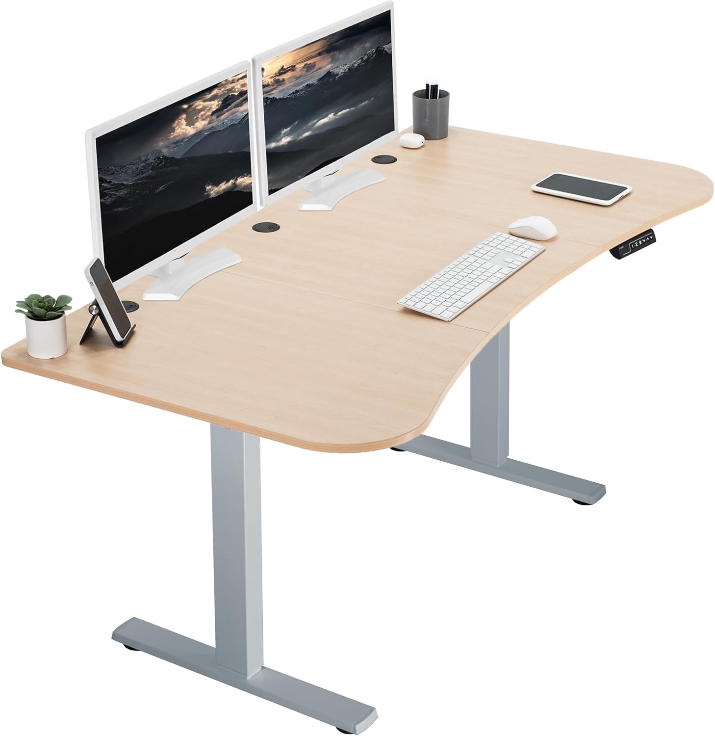 VIVO Electric 60 x 30 in Standing Desk, Memory Height Adjustment, 1B Series, Holds 220 lbs, Black Top Black Frame, DESK-KIT-1B6B-30