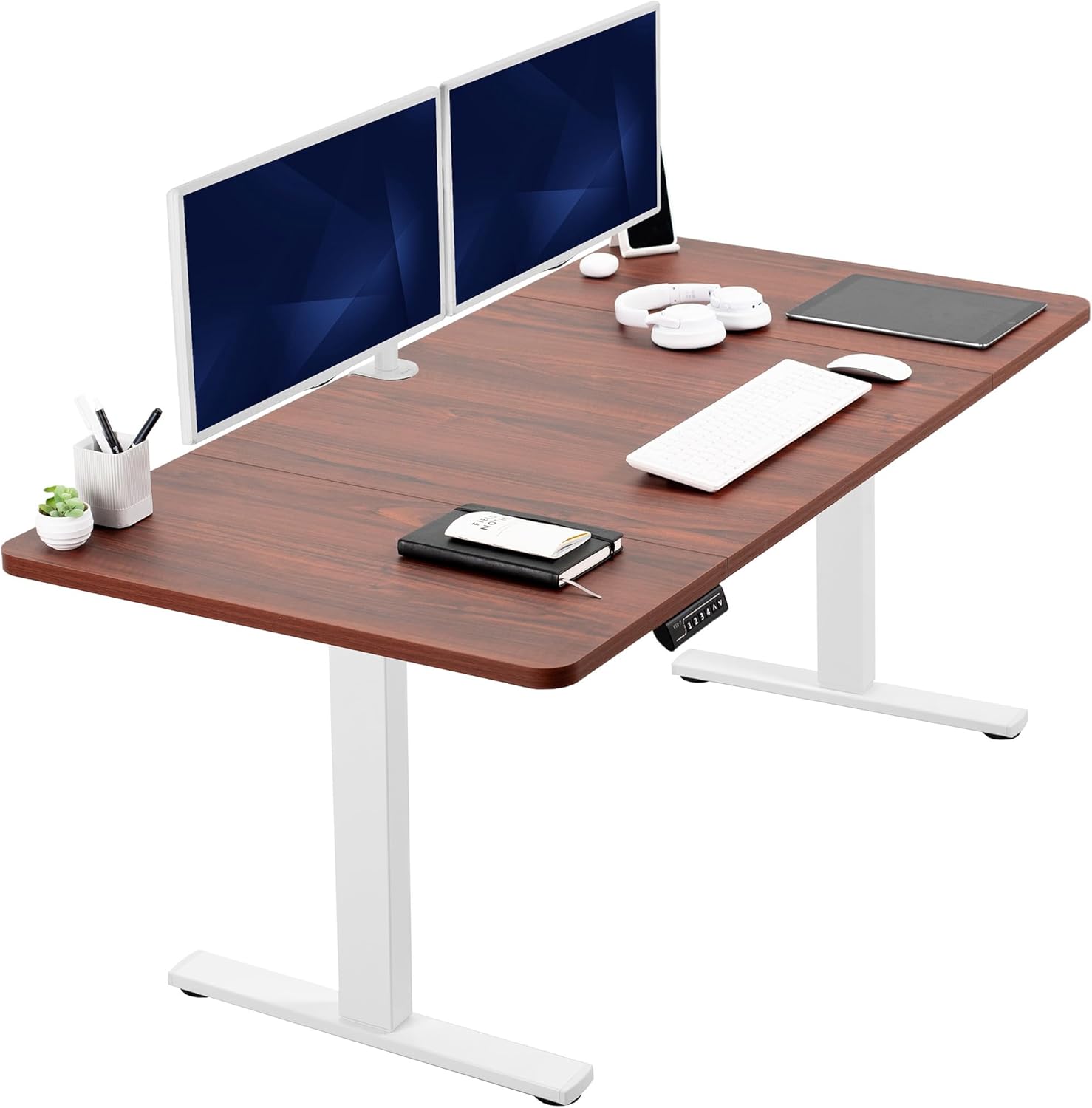 VIVO Electric 60 x 30 in Standing Desk, Memory Height Adjustment, 1B Series, Holds 220 lbs, Black Top Black Frame, DESK-KIT-1B6B-30