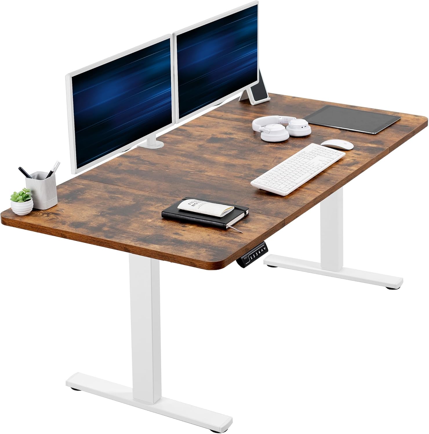 VIVO Electric 60 x 30 in Standing Desk, Memory Height Adjustment, 1B Series, Holds 220 lbs, Black Top Black Frame, DESK-KIT-1B6B-30
