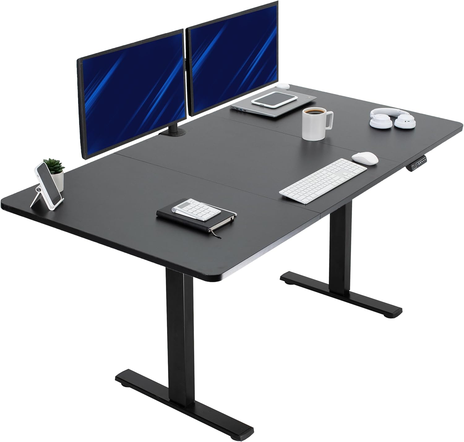 VIVO Electric 60 x 30 in Standing Desk, Memory Height Adjustment, 1B Series, Holds 220 lbs, Black Top Black Frame, DESK-KIT-1B6B-30