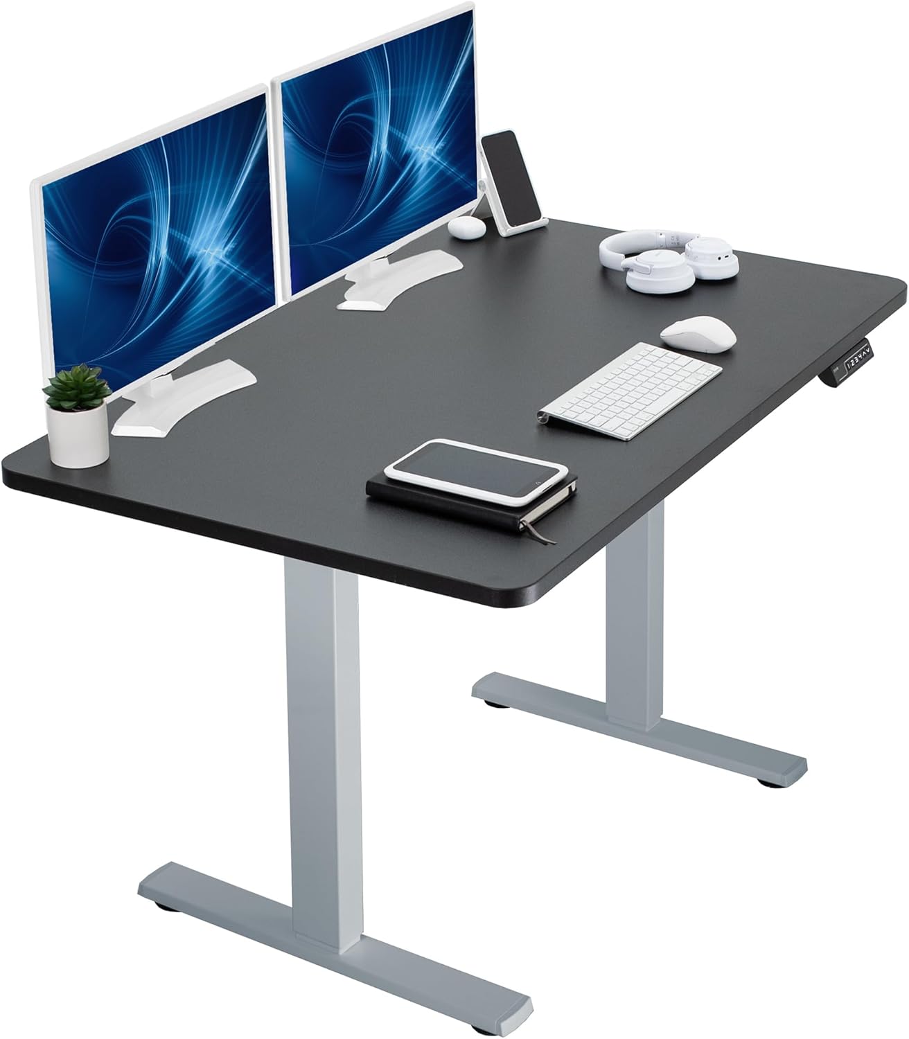 VIVO Electric 60 x 30 in Standing Desk, Memory Height Adjustment, 1B Series, Holds 220 lbs, Black Top Black Frame, DESK-KIT-1B6B-30