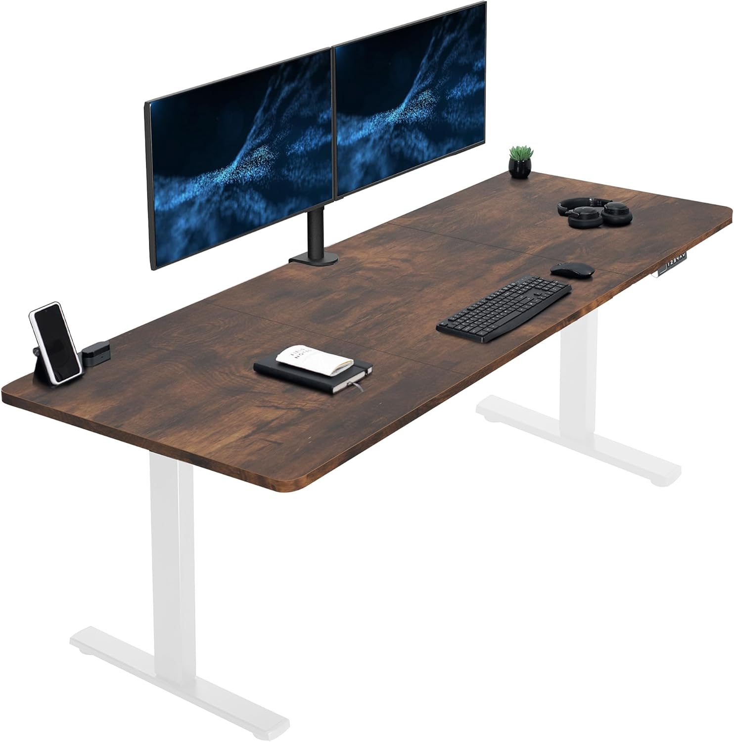 VIVO Electric 60 x 30 in Standing Desk, Memory Height Adjustment, 1B Series, Holds 220 lbs, Black Top Black Frame, DESK-KIT-1B6B-30