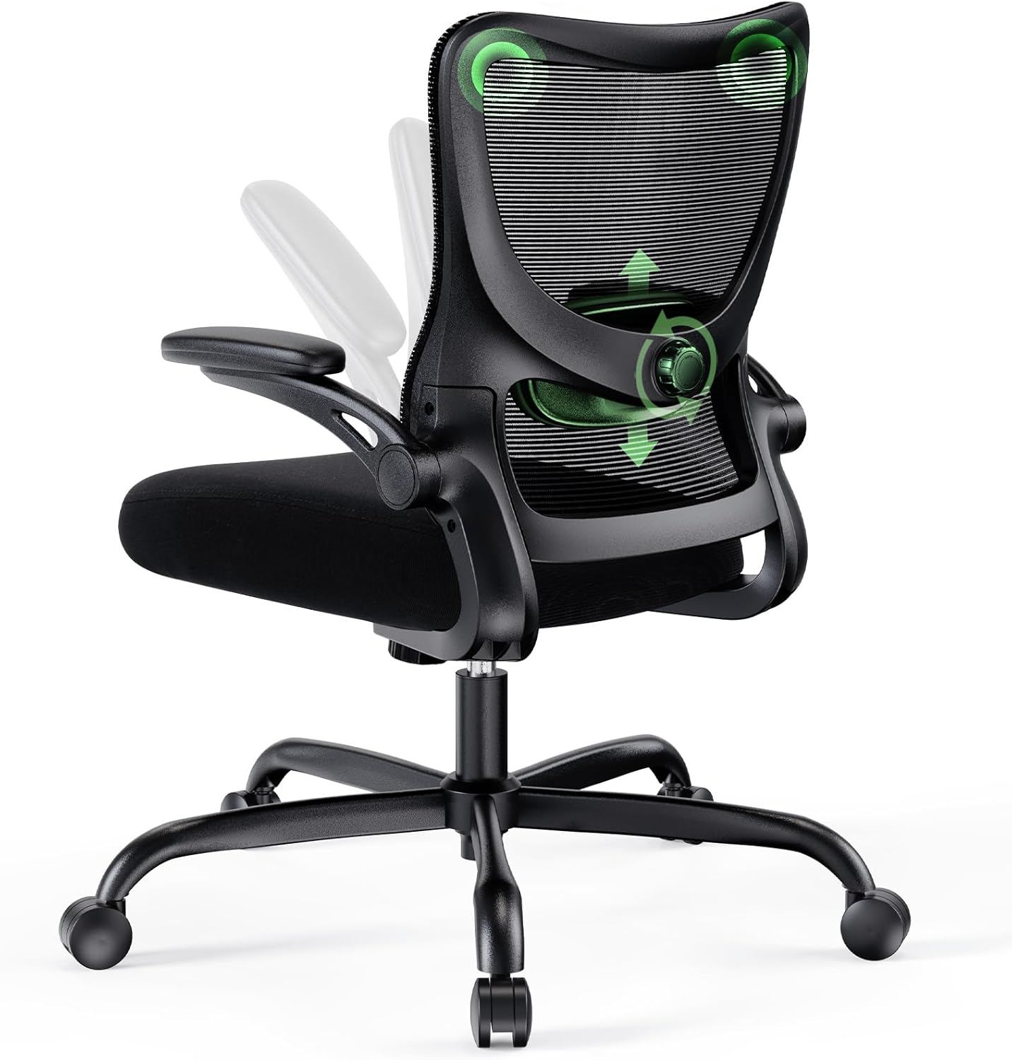 Marsail Ergonomic Office Chair: Office Desk Chair with High Back Mesh and Adjustable Lumbar Support Rolling Work Swivel Task Chairs with Wheel 3D Armrests and Headrest