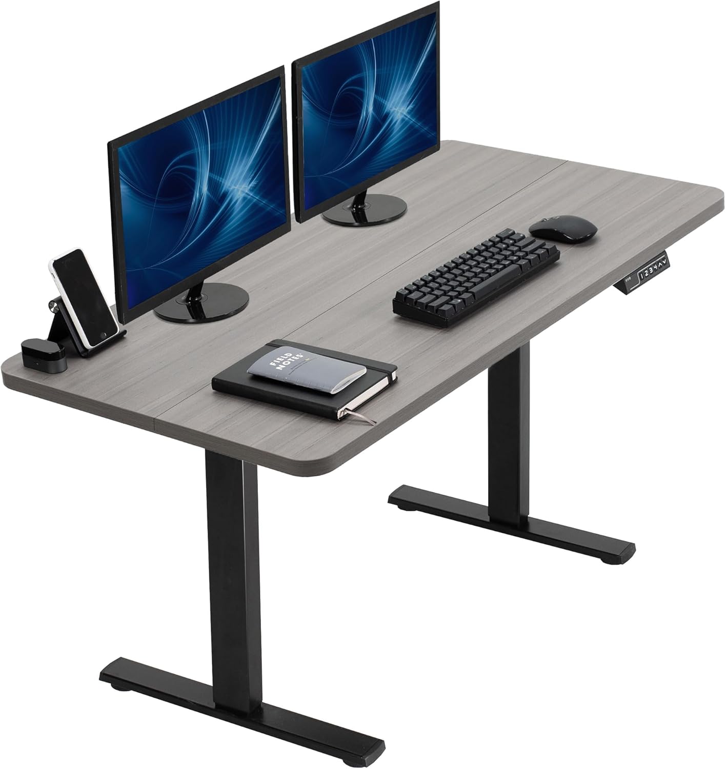 VIVO Electric 60 x 30 in Standing Desk, Memory Height Adjustment, 1B Series, Holds 220 lbs, Black Top Black Frame, DESK-KIT-1B6B-30