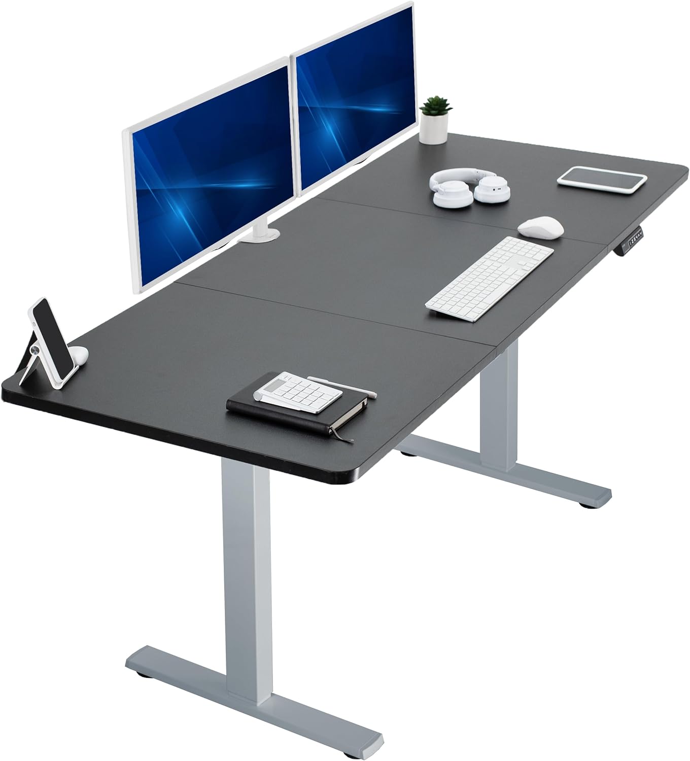 VIVO Electric 60 x 30 in Standing Desk, Memory Height Adjustment, 1B Series, Holds 220 lbs, Black Top Black Frame, DESK-KIT-1B6B-30