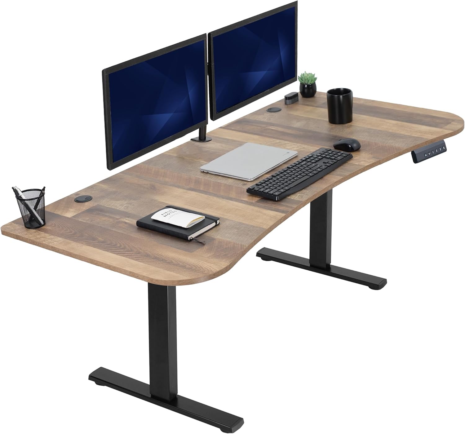 VIVO Electric 60 x 30 in Standing Desk, Memory Height Adjustment, 1B Series, Holds 220 lbs, Black Top Black Frame, DESK-KIT-1B6B-30