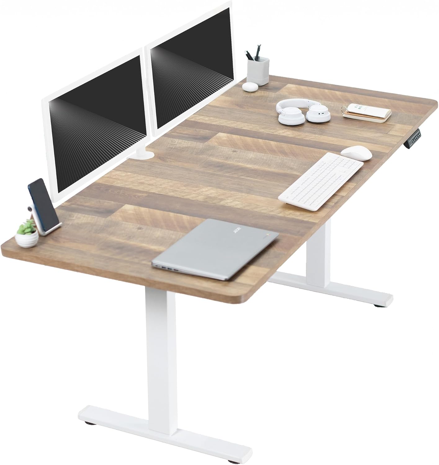 VIVO Electric 60 x 30 in Standing Desk, Memory Height Adjustment, 1B Series, Holds 220 lbs, Black Top Black Frame, DESK-KIT-1B6B-30