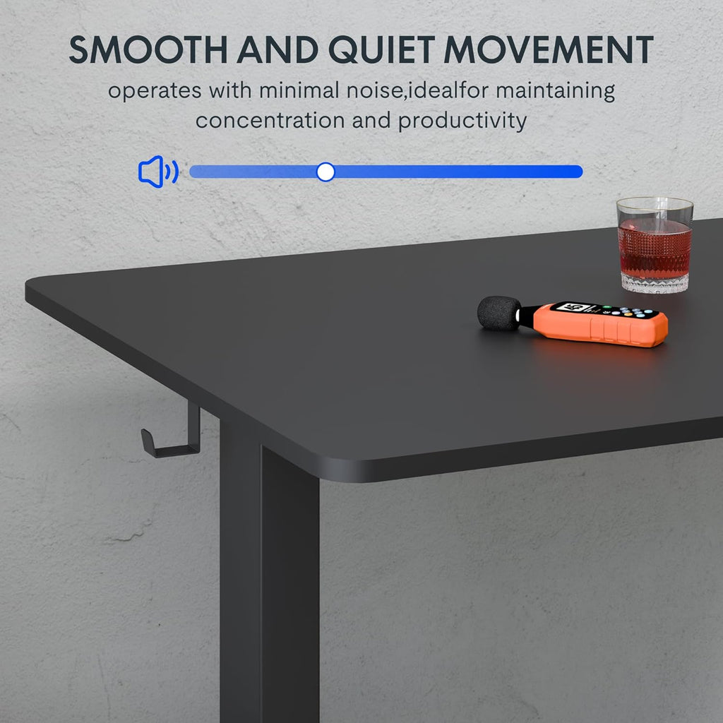 FLEXISPOT One-Piece Electric Standing Desk, 60 x 24 Inches Adjustable Desk with Seamless Desktop, Memory Controller Height Adjustment (Black Frame + Black Desktop, 2 Packages)