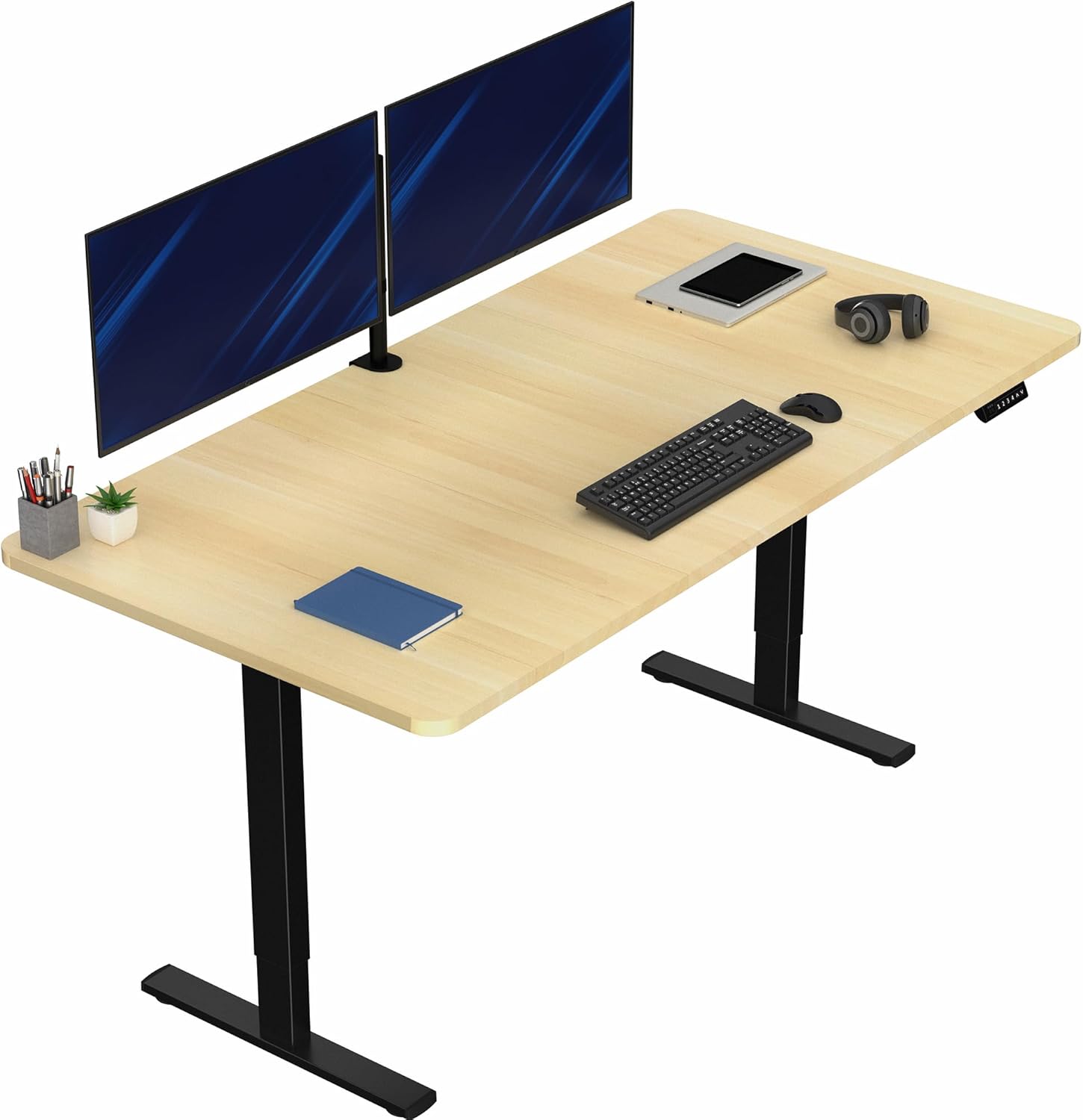 VIVO Electric 60 x 30 in Standing Desk, Memory Height Adjustment, 1B Series, Holds 220 lbs, Black Top Black Frame, DESK-KIT-1B6B-30
