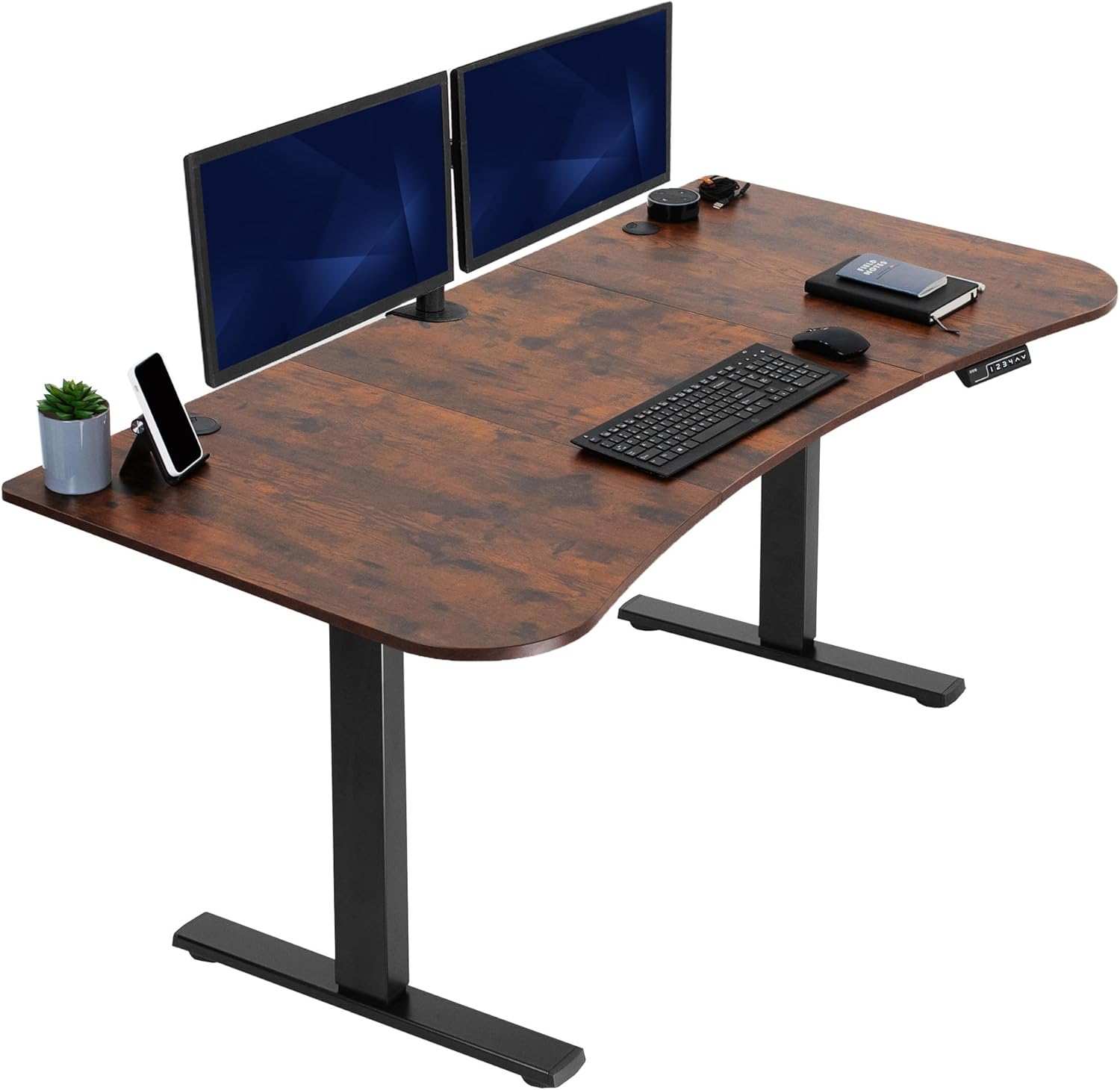 VIVO Electric 60 x 30 in Standing Desk, Memory Height Adjustment, 1B Series, Holds 220 lbs, Black Top Black Frame, DESK-KIT-1B6B-30