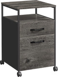 VASAGLE File Cabinet, Mobile Filing Cabinet with Wheels, 2 Lockable Drawers, Open Shelf, for A4, Letter Size, Hanging File Folders, Ink Black UOFC077B16