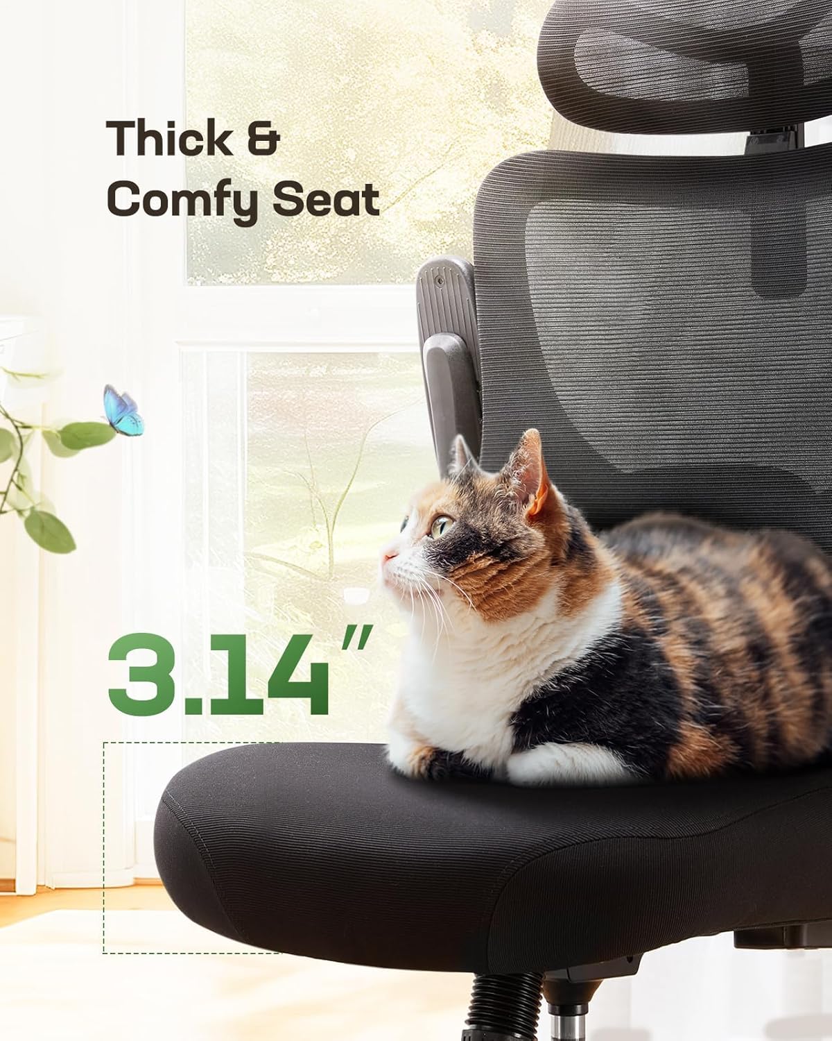 Marsail Ergonomic Office Chair: Office Desk Chair with High Back Mesh and Adjustable Lumbar Support Rolling Work Swivel Task Chairs with Wheel 3D Armrests and Headrest