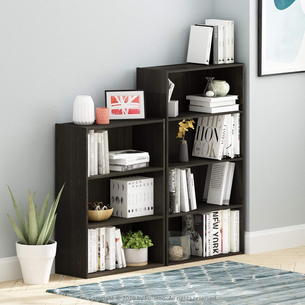 Furinno PASIR Book Shelf, 3-Tier Bookshelf, Bookcase, 9.7" x 23.7" x 31.5", for Living Room, Bedroom, Home Office, Blackwood