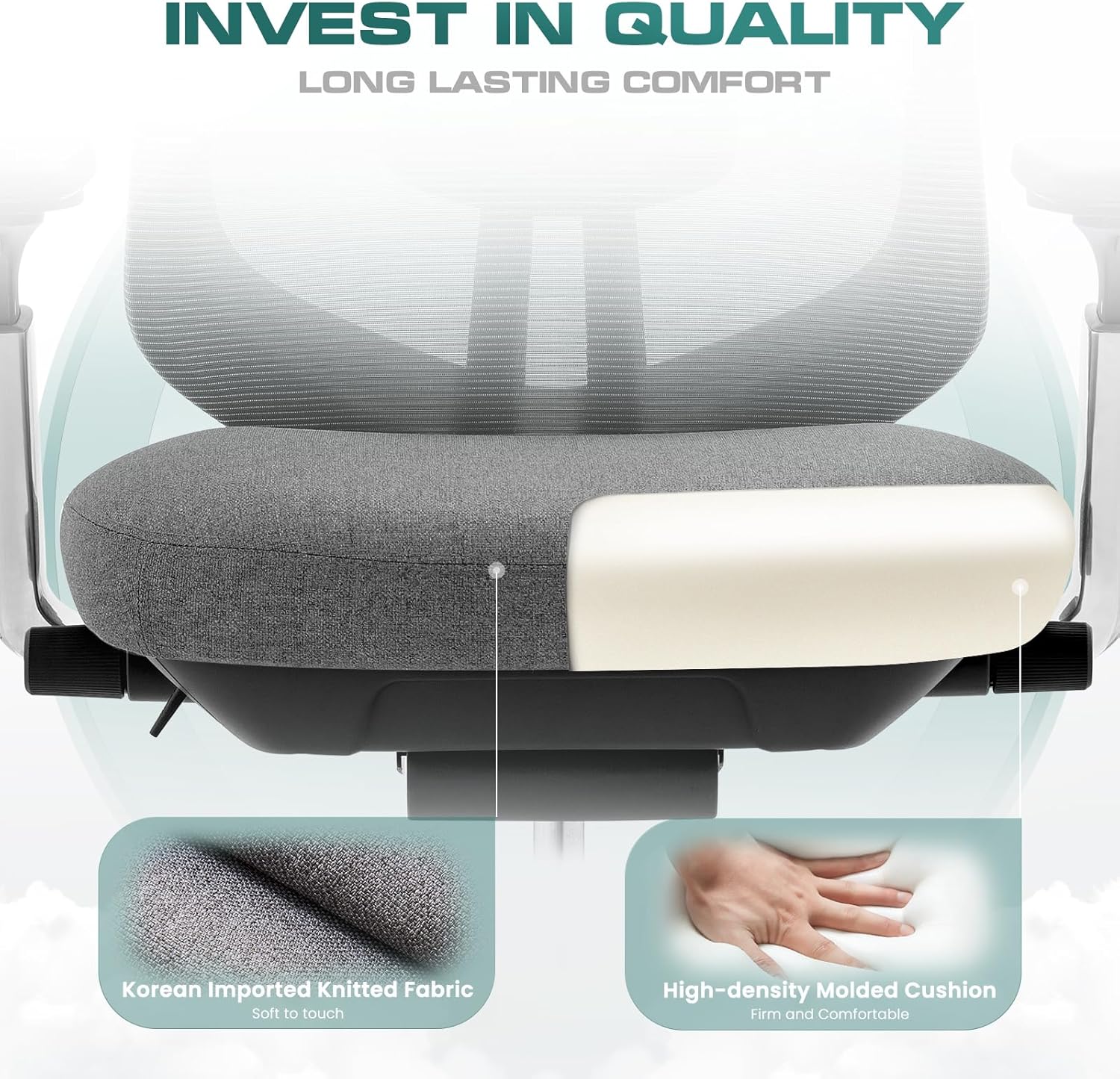 COLAMY Ergonomic Mesh Office Chair, High Back Office Chair, Computer Executive Desk Chair with Lumbar Support,Adjustable Headrest and 4D Arms, Slide Seat, Tilt Lock-Darkgrey New