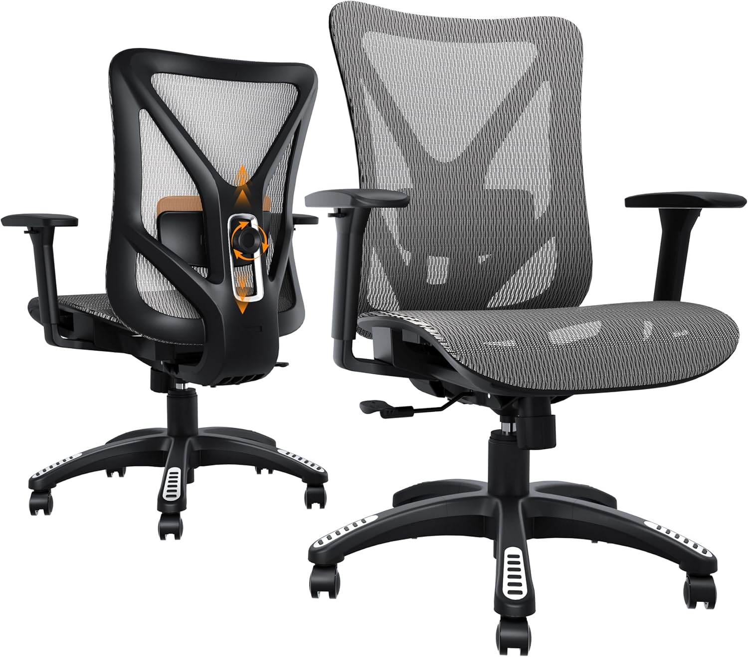 Ergonomic Office Chair, Mesh Computer Desk Chairs with Adjustable Lumbar Support, 3D Armrests, Tilt Function, Comfy Wide Seat, Swivel Executive Work Task Chair for Company and Home