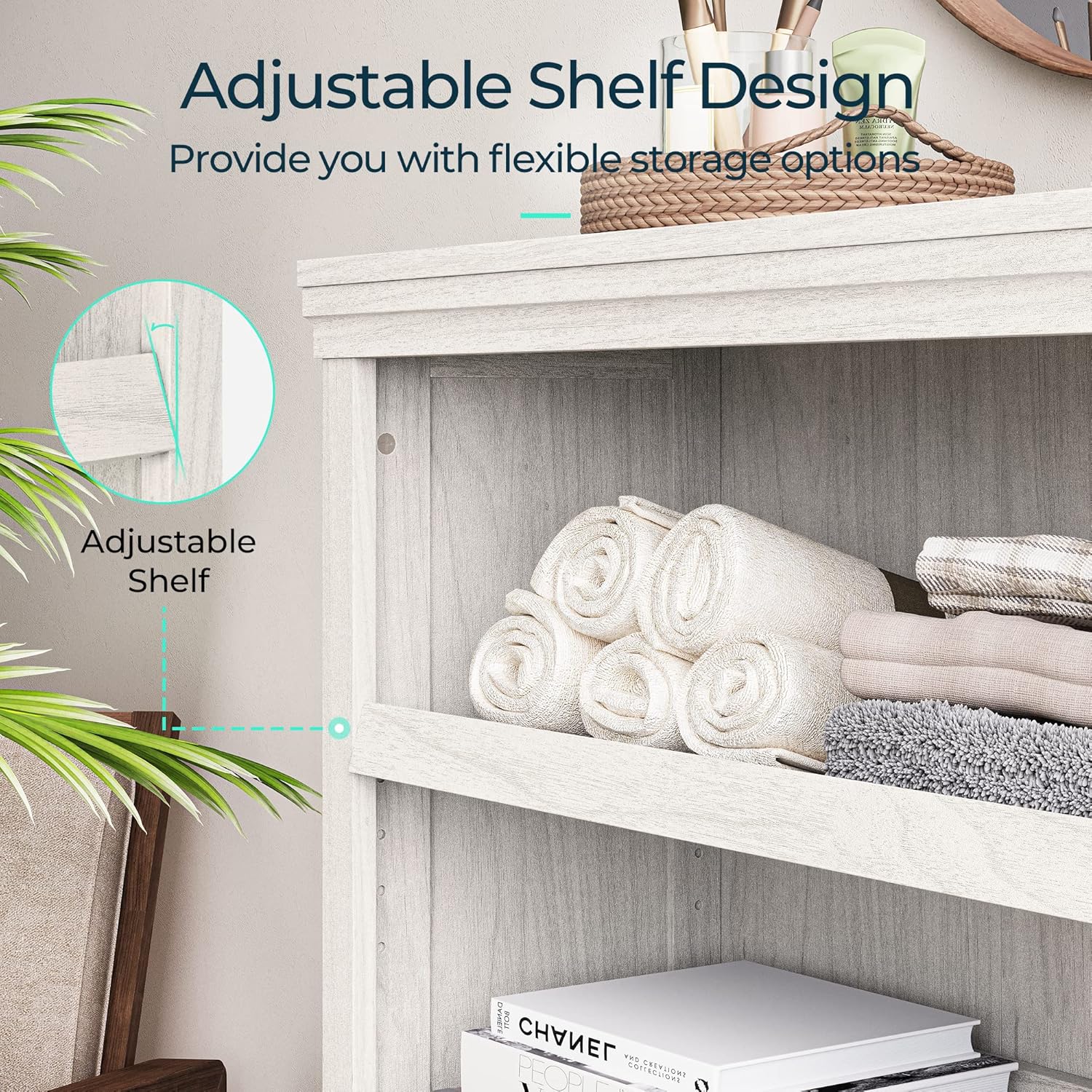 LINSY HOME 3-Tier Bookcase, Small Bookshelf Wood Display Storage Shelves Farmhouse Bookshelf for Home Office, Living Room, Bed Room - White Oak